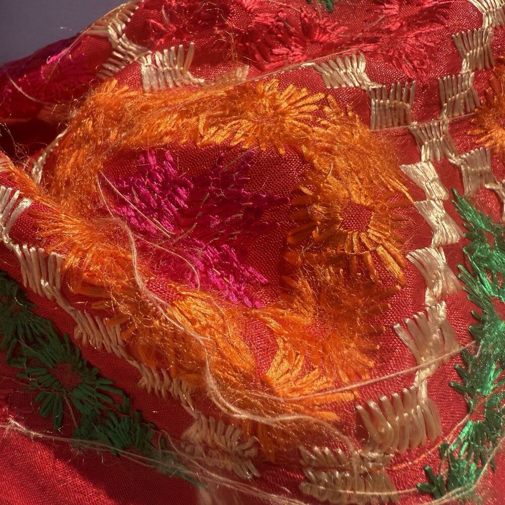 Zamour Saree Wrap Embroidered Bright Jewel Tone - Picture 11 of 12
